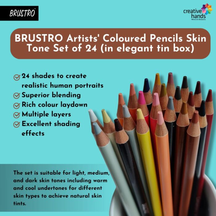 Brustro Artists' Skin Tone Coloured Pencils- Set of 24 Shades - Image 2