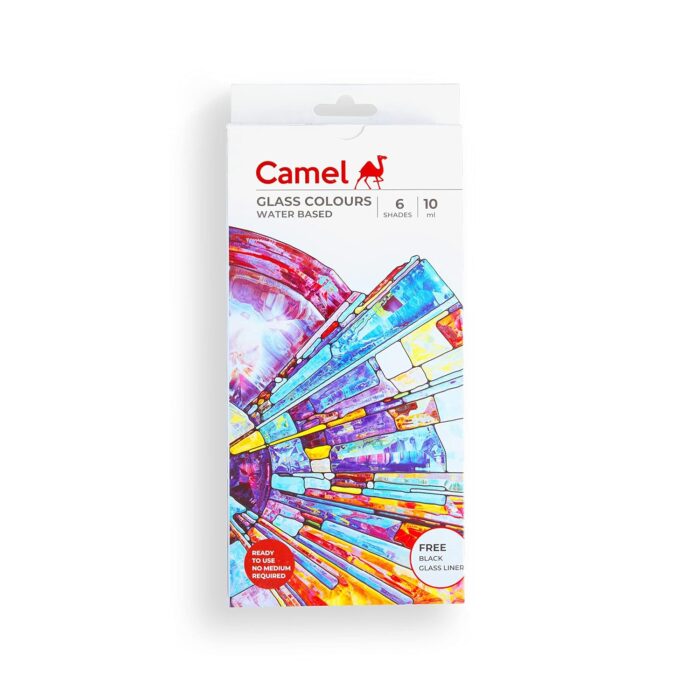 Camel Water-Based Glass Paints – 10ml Tubes, 6 Colors with Glass Liner - Image 1