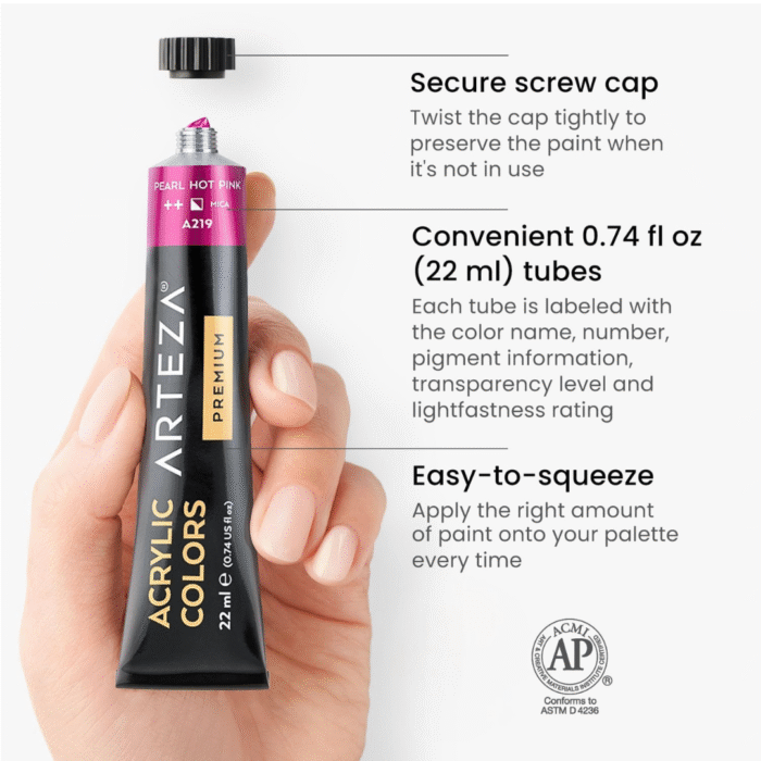ARTEZA Metallic Acrylic Paint Set – 22ML