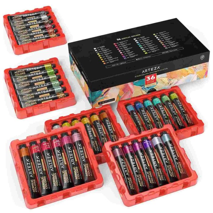 ARTEZA Metallic Acrylic Paint Set - 22ML