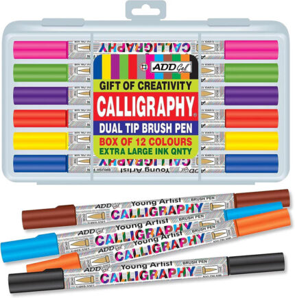 Add Gel Calligraphy Twin Tip Brush Pen Set of 12