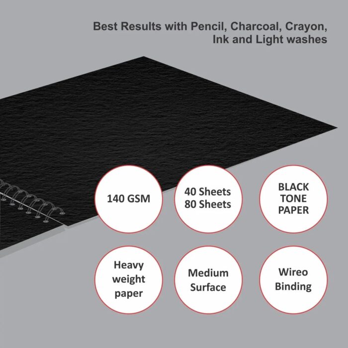 Anupam Ash Black Toned Sketchbook Cartridge Paper 180 GSM - Wireo - Image 4