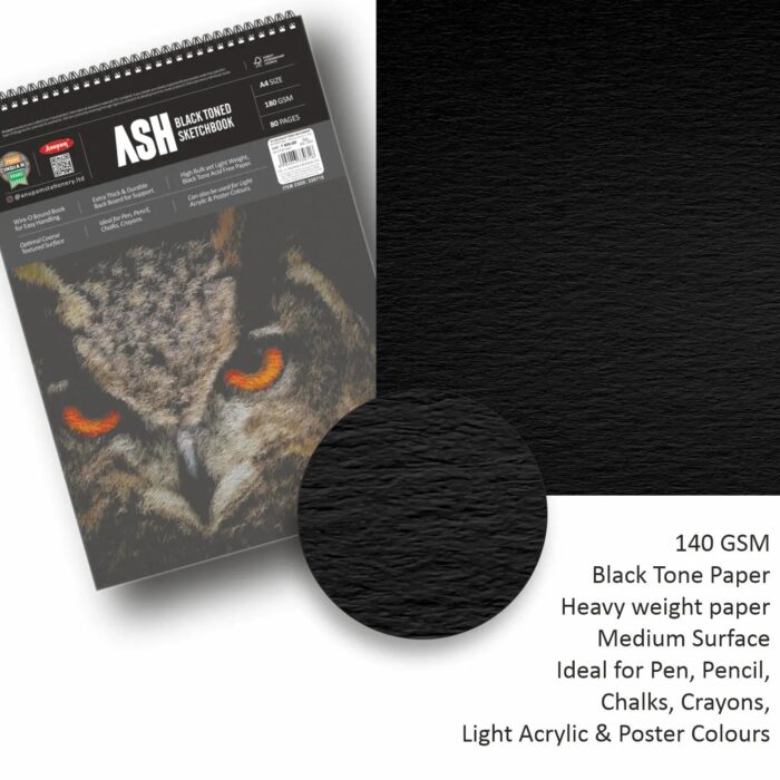 Anupam Ash Black Toned Sketchbook Cartridge Paper 180 GSM - Wireo - Image 5