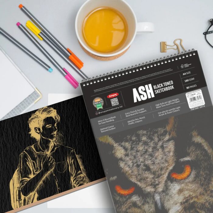 Anupam Ash Black Toned Sketchbook Cartridge Paper 180 GSM - Wireo - Image 8