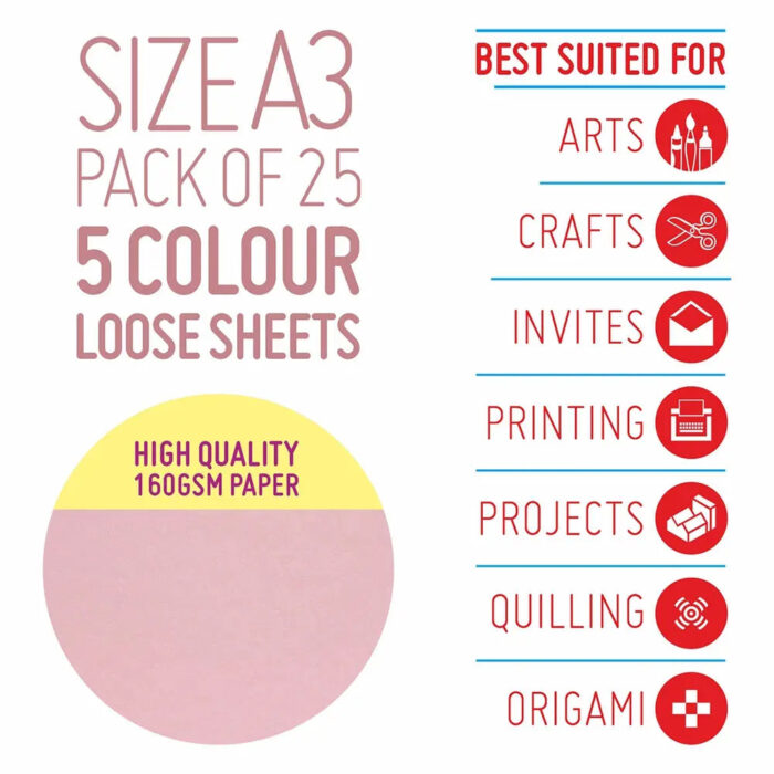Anupam Colour Paper Pastel Shades Packet 160gsm - Image 1