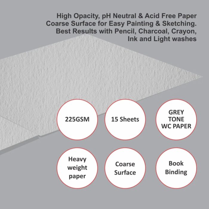 Anupam Dusk Grey Toned WaterColour Paper-Cold Pressed Pad-225 GSM - Image 4