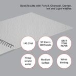 Anupam Grey Toned Paper Sketchbook -140 GSM Cartridge Paper - WireO Bound - Smoke Book - Image 4