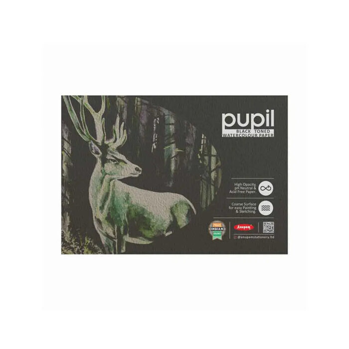 Anupam Pupil Black Toned Watercolour Paper Glued Pad 250 GSM - Image 2