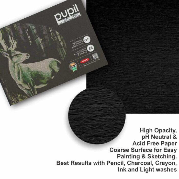 Anupam Pupil Black Toned Watercolour Paper Glued Pad 250 GSM - Image 5