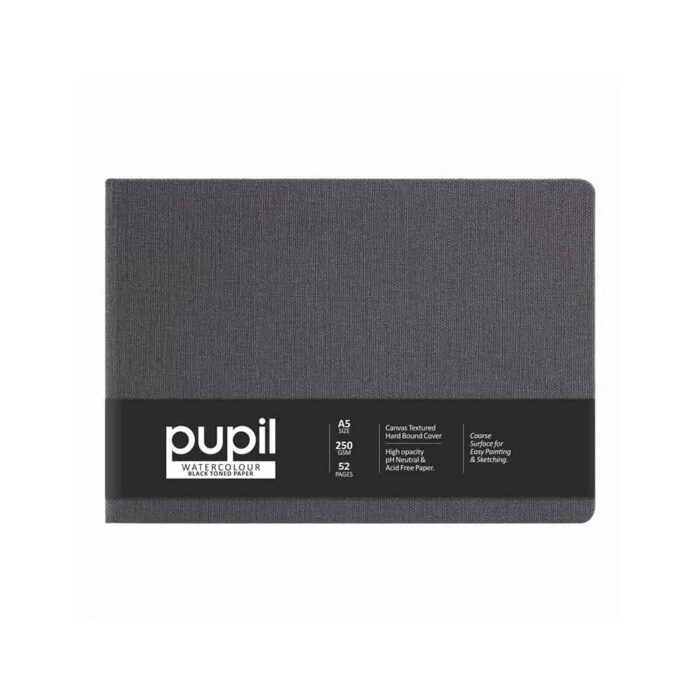 Anupam Pupil Black Toned Watercolour Paper Hard Bound Book 250 GSM - Image 1