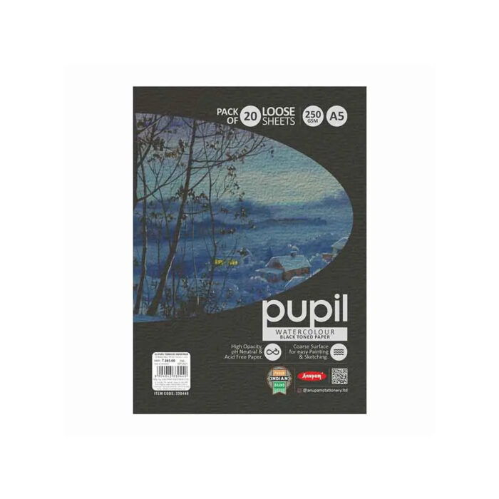 Anupam Pupil Watercolour Black Toned Loose Sheets - 250 GSM - Image 2