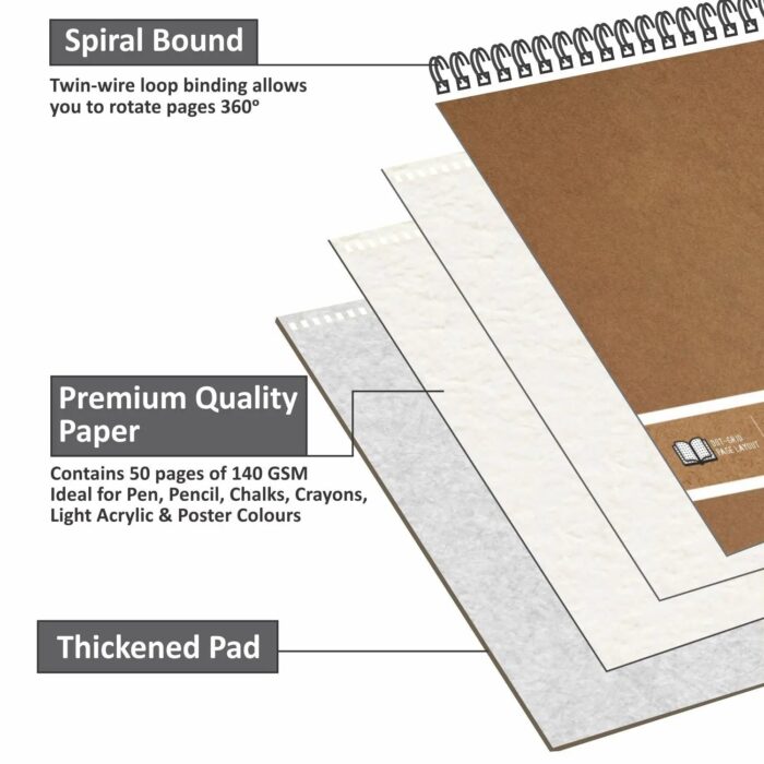 Anupam Sketche WireO Sketch Book - 140gsm Cartridge Paper - Image 1