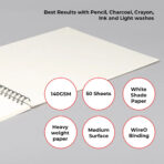 Anupam Sketcho Sketching and Drawing Sketchbook Soft Bound Cartridge Paper 140gsm Wireo Book - Image 7