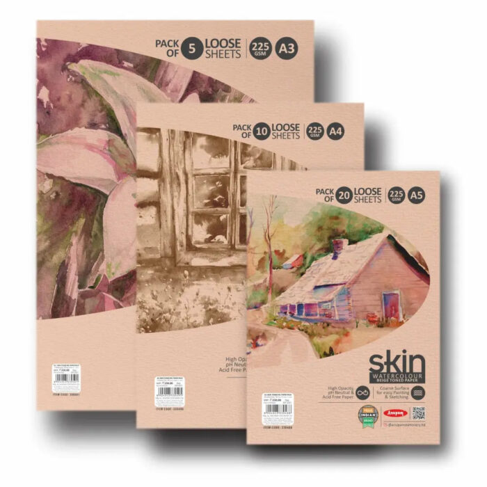 Anupam Skin Toned Watercolour Paper Loose Sheets 225gsm - Image 7