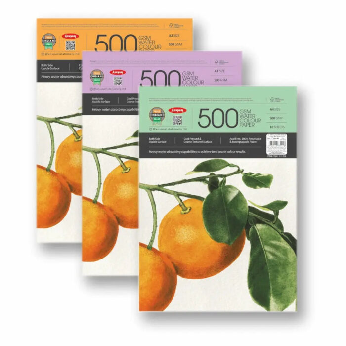 Anupam Watercolour Paper 500 GSM Cold Pressed (Loose Sheets) - Image 4