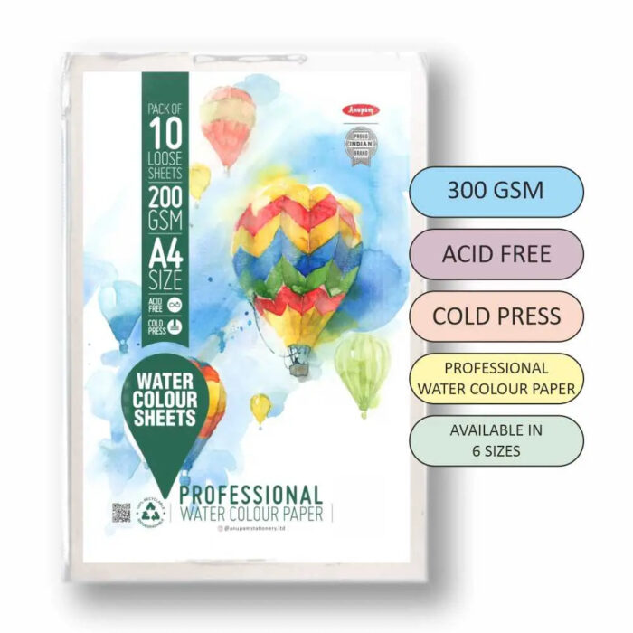 Anupam Watercolour Paper Loose Sheets 200 and 300 GSM Cold Pressed - Image 5