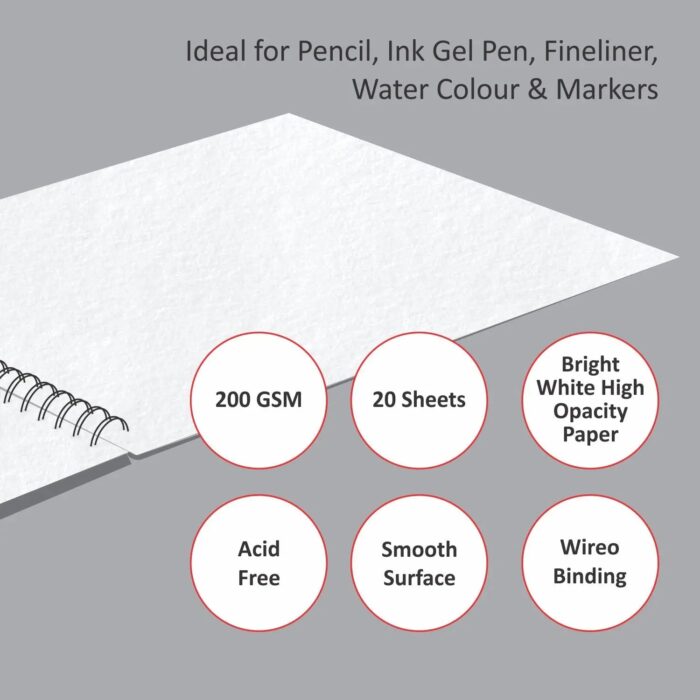 Anupam Wiro Bound Ivory Paper Sketchbook - 200 GSM - Image 3