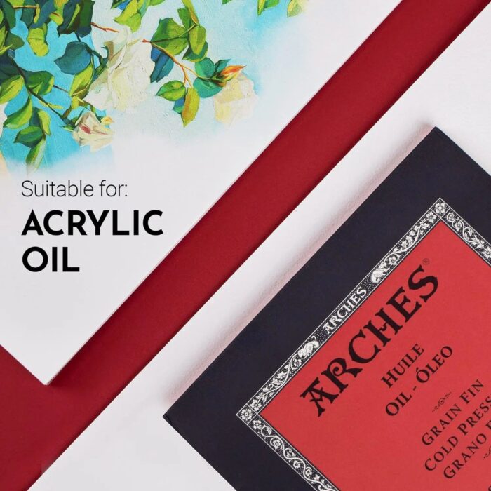 Arches Oil 300 GSM Cold Pressed White 23 x 31 cm Paper Pad -12 SHT - Image 3
