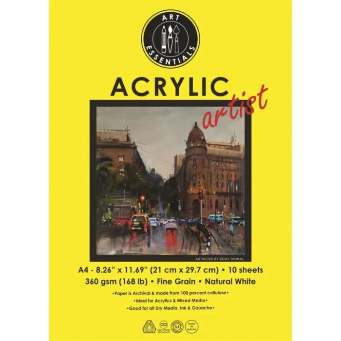 Art Essentials Artist Acrylic Natural White Fine Grain 360 GSM (Loose) - Image 2