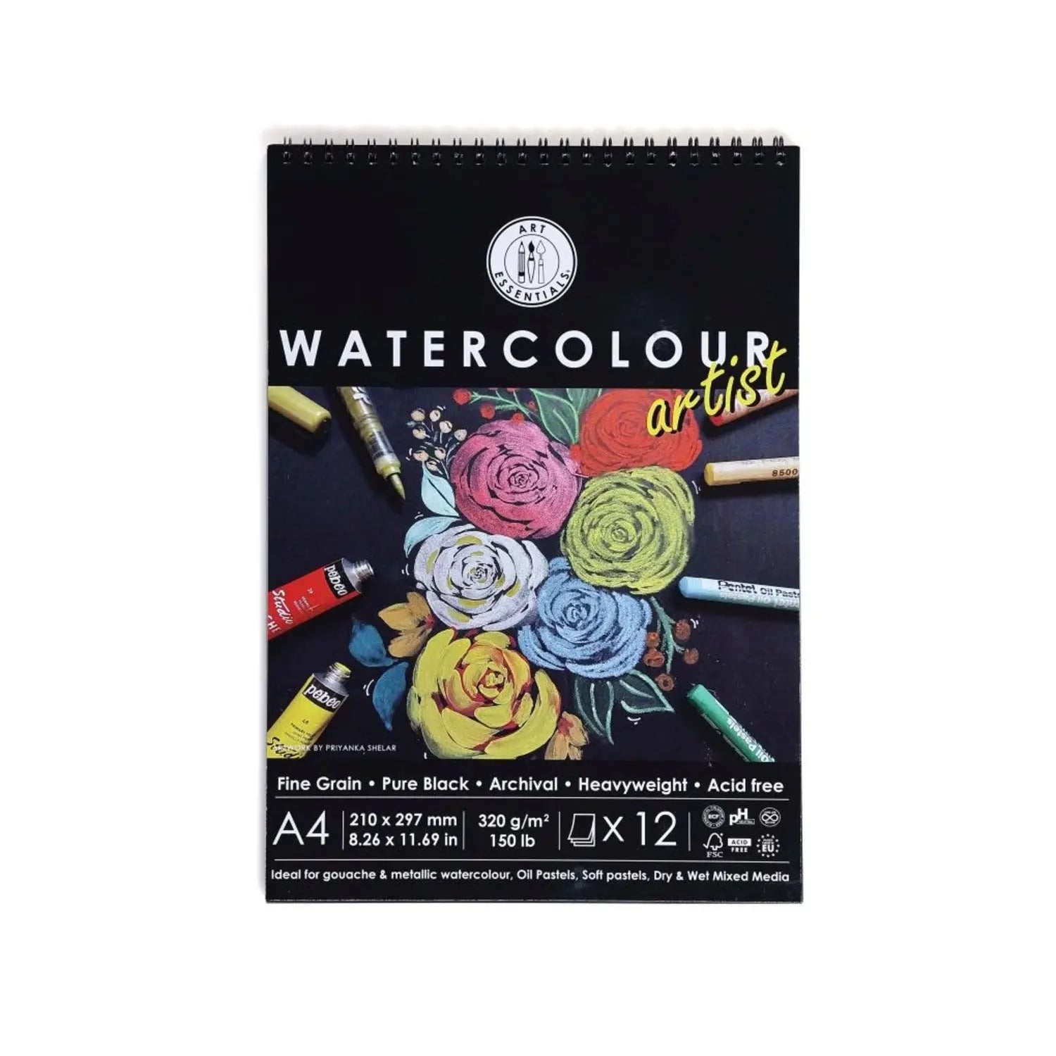 Art-Essentials-Black-Watercolour-Artist-Paper-Fine-Grain-320GSM_12-SHT-Spiral-Pad-Art-Essentials-68971244.jpg Art Essentials Black Watercolour Artist Paper Fine Grain 320GSM,12 SHT-Spiral Pad - Image 1