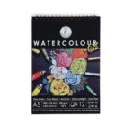 Art Essentials Black Watercolour Artist Paper Fine Grain 320GSM,12 SHT-Spiral Pad - Image 2