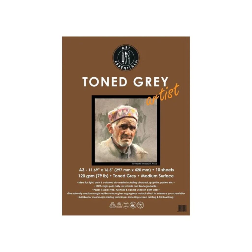 Art Essentials Toned Grey Sketching Paper - 120gsm PolyPack