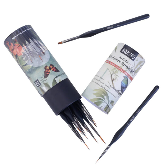 BRUSTRO Artists’ Miniature Precision Brushes – Set of 12
