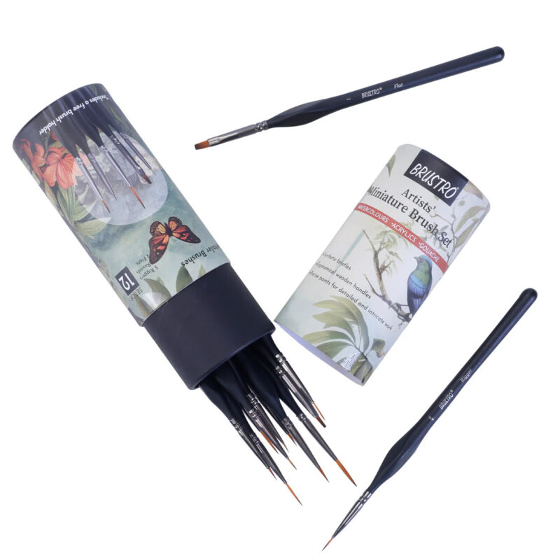 BRUSTRO Artists’ Miniature Precision Brushes – Set of 12