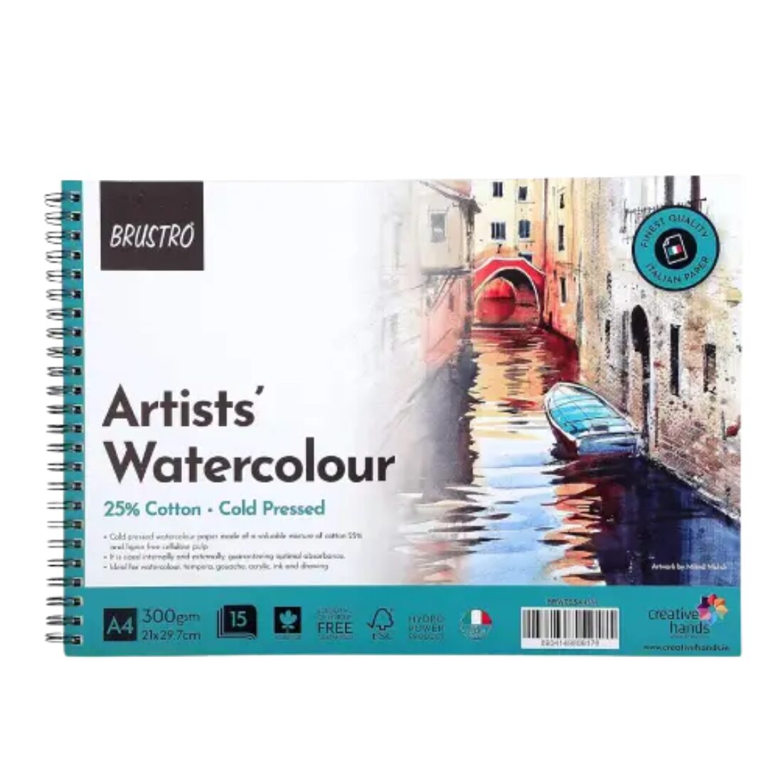 _BRUSTRO Artist 25% Cotton Watercolour Wiro Journal A4 Landscape Brustro Artist’s Watercolor Paper Pad 300gsm A4