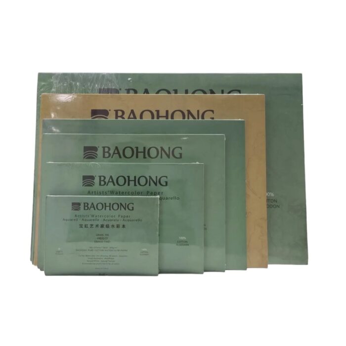 Baohong Artists Watercolour Paper - Natural White  300 GSM - 100% Cotton Paper Glued 4 Side Pad (Block) Of 20 Sheet (Artist Level) - Image 1