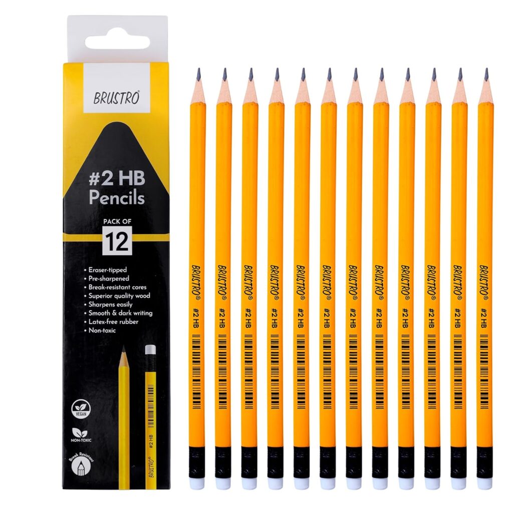 Brustro 2 HB Extra Dark Pencil with Eraser Tip Pack Of 12