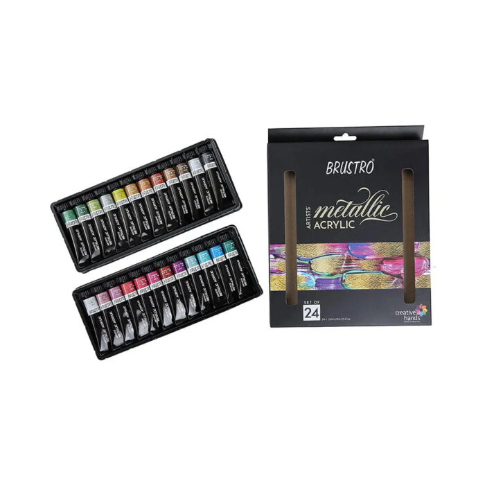 Brustro Artists Metallic Acrylic Set Of 24 (12ml Tubes) - Image 1