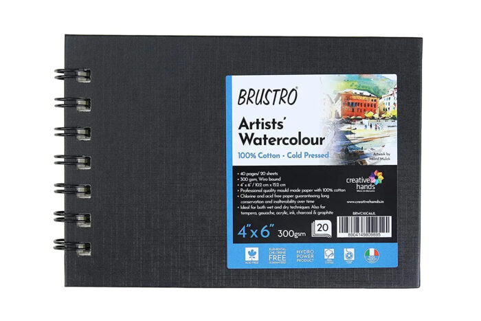 Brustro Artists Watercolour Book WireO 100% Cotton Cold Pressed 300gsm