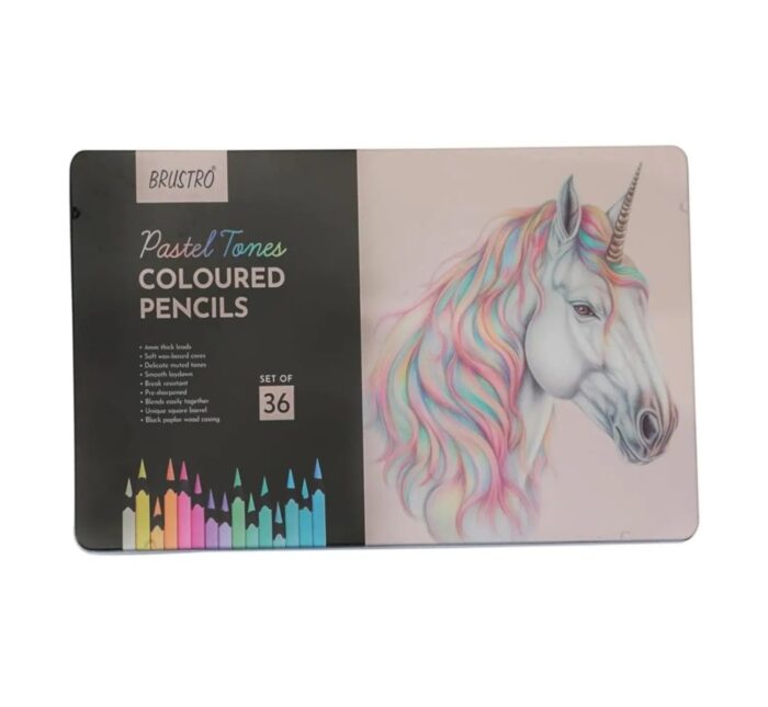 Brustro Artists' Coloured Pencils Pastel Tone Set of 36 (in Elegant tin Box) - Image 4