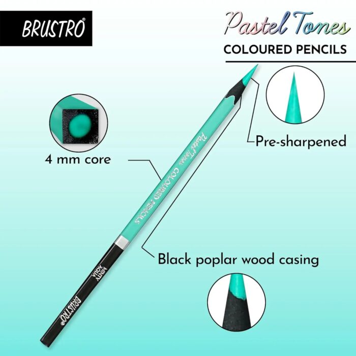 Brustro Artists' Coloured Pencils Pastel Tone Set of 36 (in Elegant tin Box) - Image 2