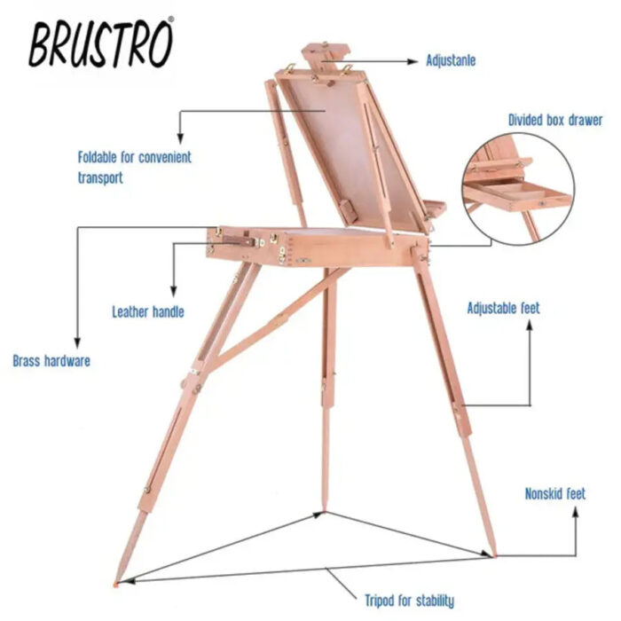 Brustro Artists' Studio Portable Wooden Box Easel - Image 4
