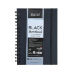 BRUSTRO Black Sketchbook 200GSM Wiro Bound, Spiral, Premium, Acid-free Paper, Professional-Grade, Ideal for Dry media, Mandala art, Graphite, Charcoal, School, Office use - Image 2
