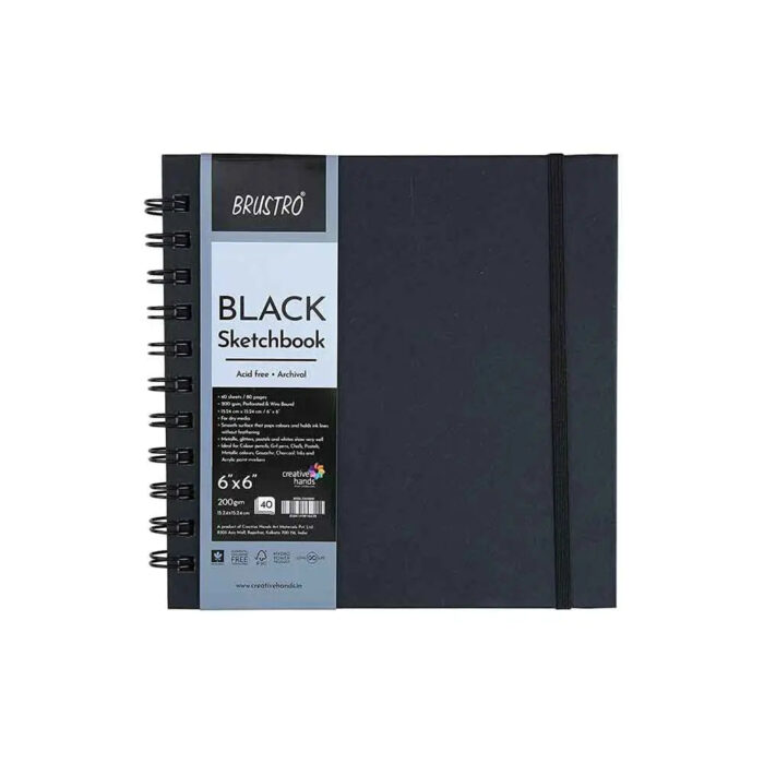 BRUSTRO Black Sketchbook 200GSM Wiro Bound, Spiral, Premium, Acid-free Paper, Professional-Grade, Ideal for Dry media, Mandala art, Graphite, Charcoal, School, Office use - Image 4