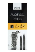 Brustro Fude Hard-Tip Brush Pen Black Ink Set of 4