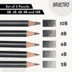 Brustro Graphite Pencil set of 5 (2B, 4B, 6B, 8B, 10B)