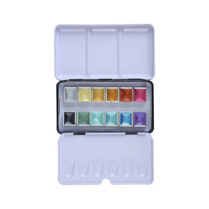 Brustro Metallic Watercolour Half Pan Set Of 12