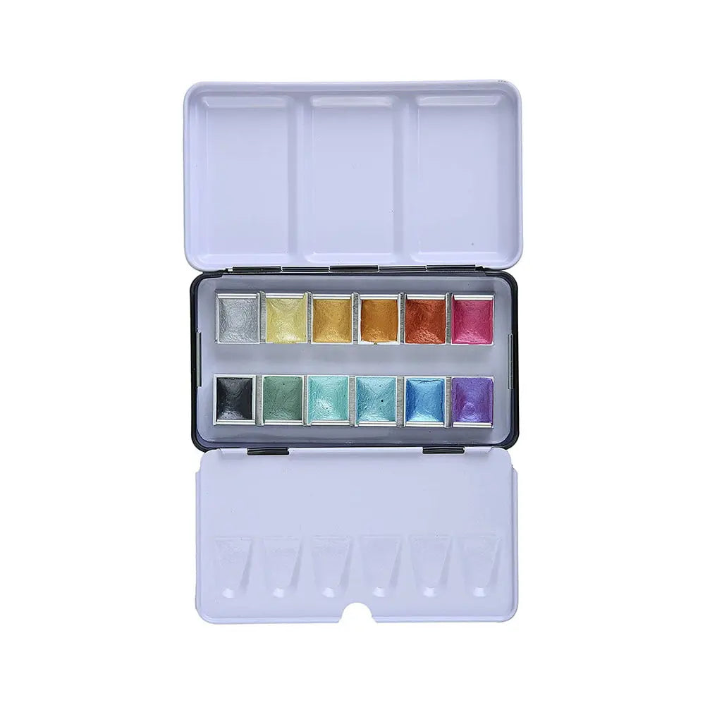 Brustro Metallic Watercolour Half Pan Set Of 12