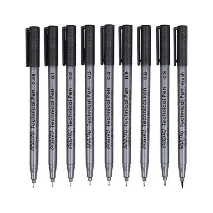 Brustro Technical Pens Black Assorted Set Of 9