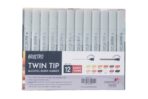 Brustro Twin Tip Alcohol-Based Marker Set of 12 Earth Tones