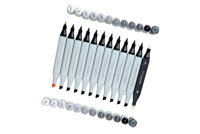 Brustro Twin Tip Alcohol Based Marker Set of 12 -Greys - Image 3