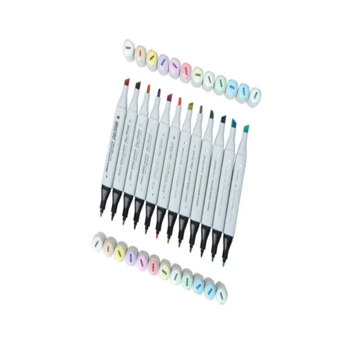 Brustro Twin Tip Alcohol Based Marker Set of 12 - Pastel Tones - Image 2
