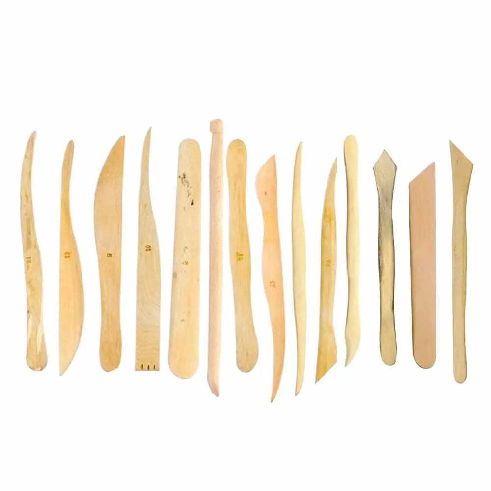 Canvazo-15pcs-Double-Ended-Wooden-MUD-Clay-Modeling-Tools-Set-Canvazo-1670841124.jpg Pablo Art 15pcs Double Ended Wooden Clay Tools MUD Clay Modeling Tools Set - Image 1