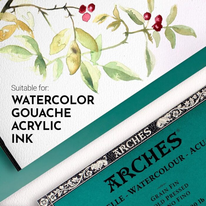 Arches Watercolour-Aquarelle-Natural White Fine Grain/Cold Press,640GSM,4 Side Glued Pad,10SHT - Image 2