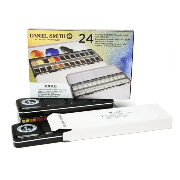 Daniel Smith 24 Color Hand Poured Watercolor Half Pan Set in a Metal Box (285650113) - Image 2