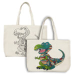 Dinosour premarked canvas tote bag